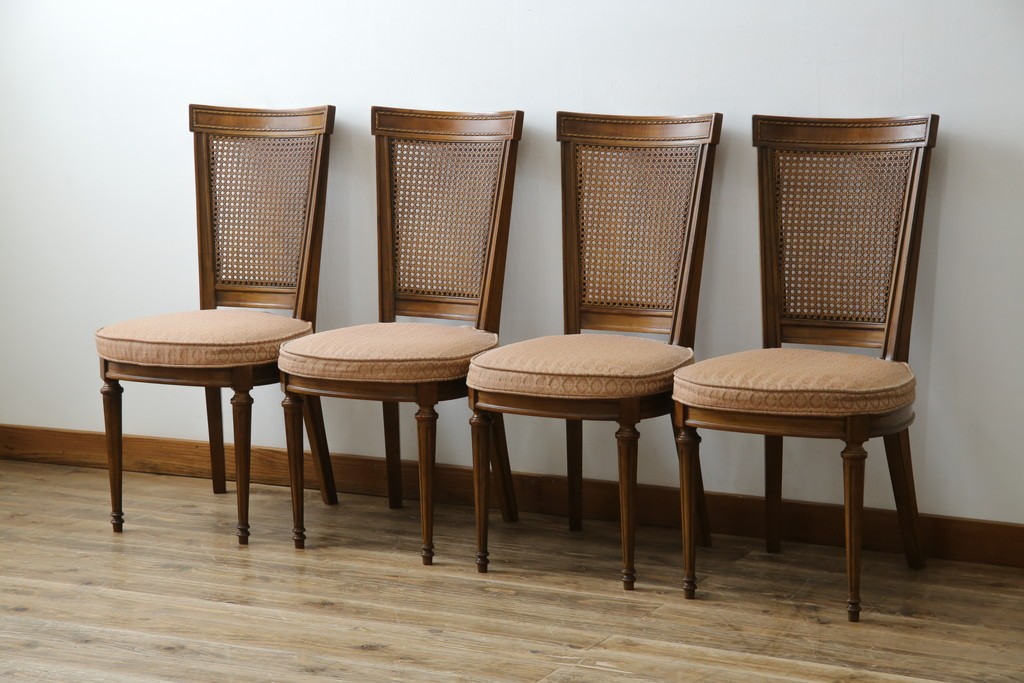 中古　DREXEL HERITAGE(ドレクセルヘリテイジ)　Et Cetera(エトセトラ)コレクション　エレガントな雰囲気づくりが叶うサイドチェア4脚セット　(R-079157)