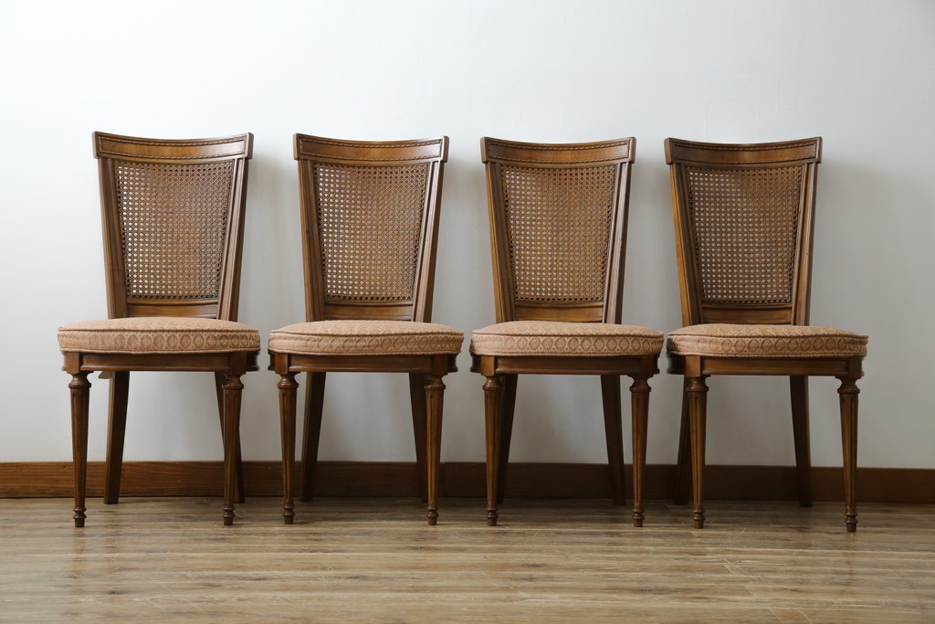 中古　DREXEL HERITAGE(ドレクセルヘリテイジ)　Et Cetera(エトセトラ)コレクション　エレガントな雰囲気づくりが叶うサイドチェア4脚セット　(R-079157)