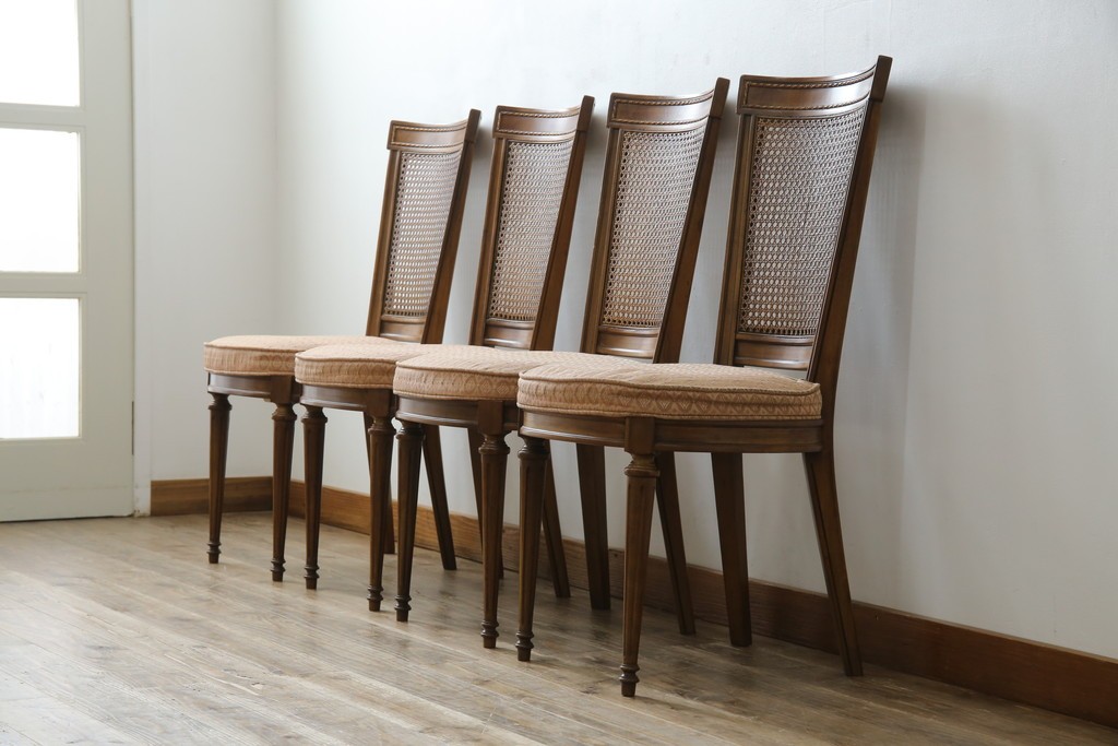 中古　DREXEL HERITAGE(ドレクセルヘリテイジ)　Et Cetera(エトセトラ)コレクション　エレガントな雰囲気づくりが叶うサイドチェア4脚セット　(R-079157)