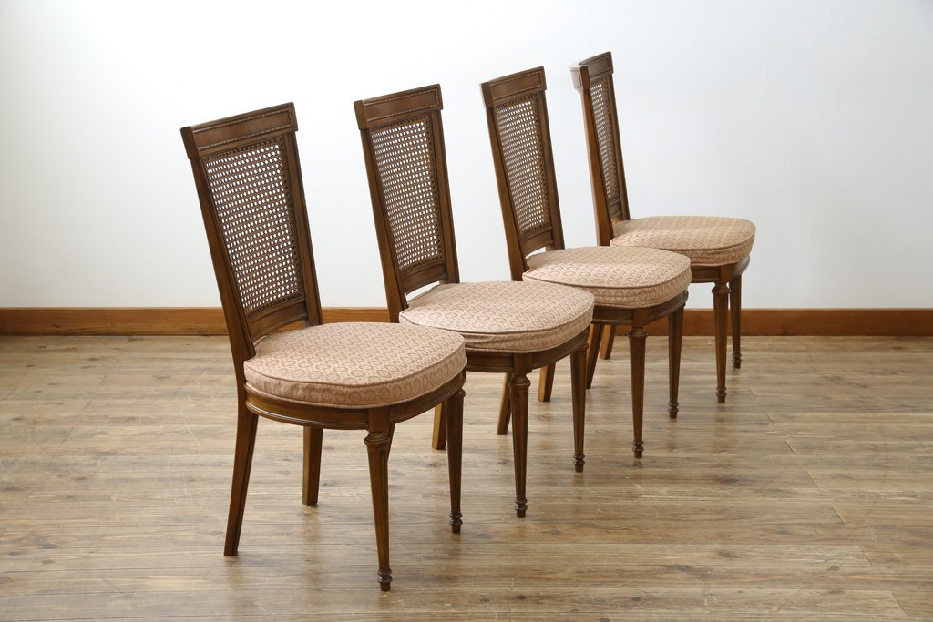 中古　DREXEL HERITAGE(ドレクセルヘリテイジ)　Et Cetera(エトセトラ)コレクション　エレガントな雰囲気づくりが叶うサイドチェア4脚セット　(R-079157)