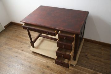 中古　九州民芸家具　和・洋どちらのお部屋にも取り入れやすい!!シックな佇まいが魅力のデスク(片袖デスク、片袖机、ワークデスク、在宅用、在宅ワーク用)(R-079163)
