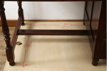 中古　九州民芸家具　和・洋どちらのお部屋にも取り入れやすい!!シックな佇まいが魅力のデスク(片袖デスク、片袖机、ワークデスク、在宅用、在宅ワーク用)(R-079163)