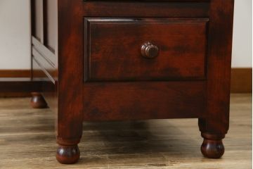 中古　九州民芸家具　和・洋どちらのお部屋にも取り入れやすい!!シックな佇まいが魅力のデスク(片袖デスク、片袖机、ワークデスク、在宅用、在宅ワーク用)(R-079163)