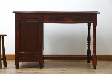 中古　九州民芸家具　和・洋どちらのお部屋にも取り入れやすい!!シックな佇まいが魅力のデスク(片袖デスク、片袖机、ワークデスク、在宅用、在宅ワーク用)(R-079163)