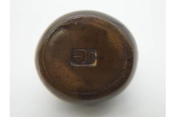 時代物　古銅　銀象嵌　独創的なデザインが魅力の水滴(在銘、書道具、中国?、中国美術、唐物?、果物、裏印)(R-079169)