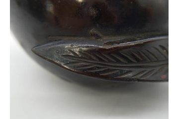 時代物　匠の技が光る古銅水滴2点セット(書道具、唐物?、中国?、中国美術、桃、果物)(R-079170)
