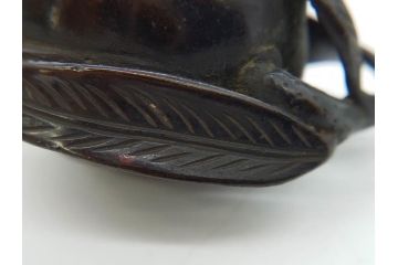 時代物　匠の技が光る古銅水滴2点セット(書道具、唐物?、中国?、中国美術、桃、果物)(R-079170)