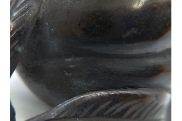 時代物　匠の技が光る古銅水滴2点セット(書道具、唐物?、中国?、中国美術、桃、果物)(R-079170)