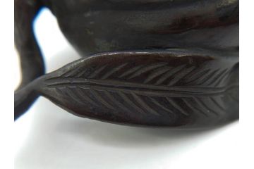 時代物　匠の技が光る古銅水滴2点セット(書道具、唐物?、中国?、中国美術、桃、果物)(R-079170)