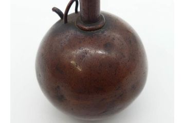 時代物　匠の技が光る古銅水滴2点セット(書道具、唐物?、中国?、中国美術、桃、果物)(R-079170)