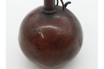 時代物　匠の技が光る古銅水滴2点セット(書道具、唐物?、中国?、中国美術、桃、果物)(R-079170)