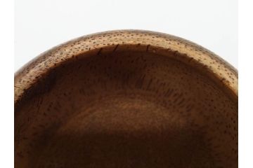 時代物　竹製　木目を生かしたデザインが目を引く碁笥(中国?、唐物?、囲碁)(R-079173)