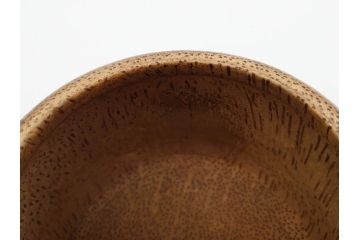 時代物　竹製　木目を生かしたデザインが目を引く碁笥(中国?、唐物?、囲碁)(R-079173)
