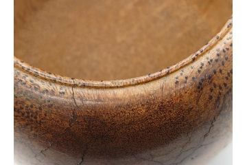 時代物　竹製　木目を生かしたデザインが目を引く碁笥(中国?、唐物?、囲碁)(R-079173)