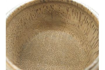 時代物　竹製　木目を生かしたデザインが目を引く碁笥(中国?、唐物?、囲碁)(R-079173)