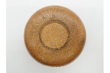時代物　竹製　木目を生かしたデザインが目を引く碁笥(中国?、唐物?、囲碁)(R-079173)
