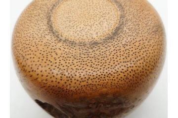 時代物　竹製　木目を生かしたデザインが目を引く碁笥(中国?、唐物?、囲碁)(R-079173)