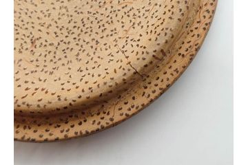時代物　竹製　木目を生かしたデザインが目を引く碁笥(中国?、唐物?、囲碁)(R-079173)