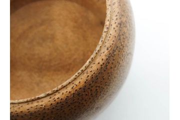 時代物　竹製　木目を生かしたデザインが目を引く碁笥(中国?、唐物?、囲碁)(R-079173)