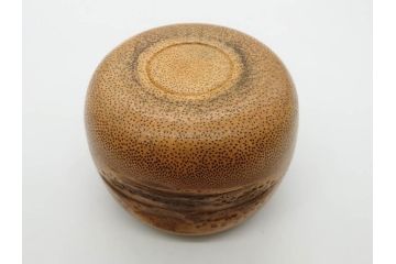 時代物　竹製　木目を生かしたデザインが目を引く碁笥(中国?、唐物?、囲碁)(R-079173)