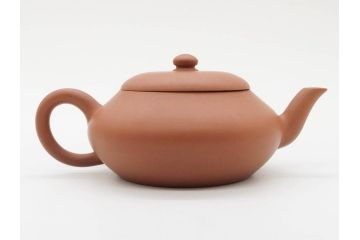 山田常山　朱泥　土の温もりを感じる茶銚(急須、茶注、煎茶道具、茶道具、茶器、和食器、共箱付き)(R-079174)
