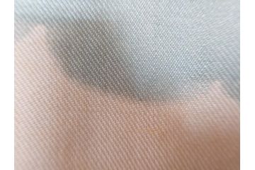 アンティーク　明治〜大正期　正絹　着物(古布、リメイク、衣装、和服、和装、女性、丸に三つ柏、家紋、御簾、几帳、牡丹、菊、扇子、花、シルク、日本、ジャパン、Japanese KIMONO)(R-079177)