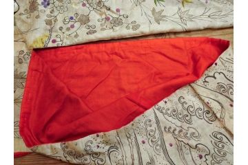 アンティーク　明治〜大正期　正絹　刺繍　着物　打掛(古布、リメイク、衣装、和服、和装、女性、松竹梅、花、波、海、鶴、ツル、鳥、シルク、日本、ジャパン、Japanese KIMONO)(R-079179)