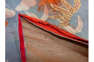 アンティーク　明治期　正絹　刺繍　縮緬　着物(古布、リメイク、絞り染め、衣装、和服、和装、女性、松竹梅、花、波、海、鶴、ツル、鳥、亀、カメ、シルク、日本、ジャパン、Japanese KIMONO)(R-079180)