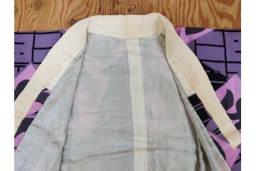 アンティーク　大正〜昭和初期　縮緬　着物(古布、リメイク、いろは文、巴、卍、衣装、和服、和装、シルク、日本、ジャパン、Japanese KIMONO)(R-079182)　