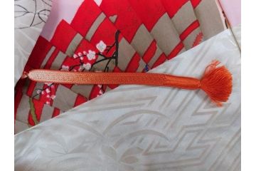 アンティーク　正絹　刺繍　羽織(古布、リメイク、菊、牡丹、竹、扇子、花しょうぶ、梅、藤、衣装、和服、和装、シルク、日本、ジャパン、Japanese KIMONO)(R-079184)