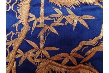 江戸〜明治期　細かな刺繍が美しい掛袱紗(古裂、古布、リメイク、金糸、鶴、ツル、松竹梅、ふくさ、フクサ、帛紗、服紗、房付き)(R-079185)