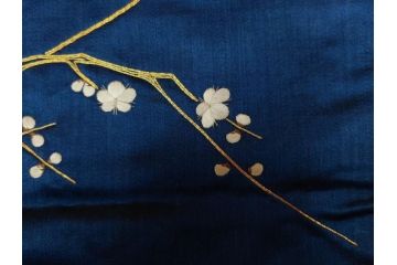 江戸〜明治期　細かな刺繍が美しい掛袱紗(古裂、古布、リメイク、金糸、鶴、ツル、松竹梅、ふくさ、フクサ、帛紗、服紗、房付き)(R-079185)