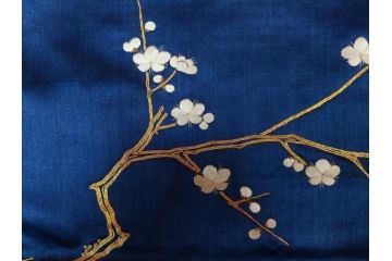 江戸〜明治期　細かな刺繍が美しい掛袱紗(古裂、古布、リメイク、金糸、鶴、ツル、松竹梅、ふくさ、フクサ、帛紗、服紗、房付き)(R-079185)