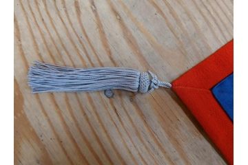 江戸〜明治期　細かな刺繍が美しい掛袱紗(古裂、古布、リメイク、金糸、鶴、ツル、松竹梅、ふくさ、フクサ、帛紗、服紗、房付き)(R-079185)