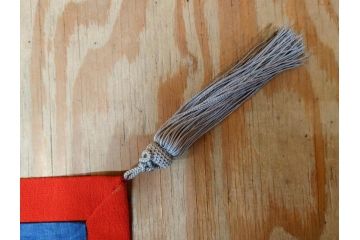 江戸〜明治期　細かな刺繍が美しい掛袱紗(古裂、古布、リメイク、金糸、鶴、ツル、松竹梅、ふくさ、フクサ、帛紗、服紗、房付き)(R-079185)