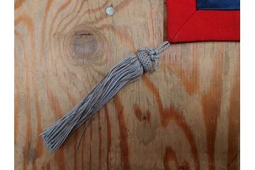 江戸〜明治期　細かな刺繍が美しい掛袱紗(古裂、古布、リメイク、金糸、鶴、ツル、松竹梅、ふくさ、フクサ、帛紗、服紗、房付き)(R-079185)