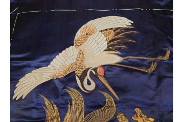 明治〜大正期　正絹　様々な縁起の良いデザインが楽しめる掛袱紗4点セット(古布、リメイク、金糸、刺繍、七福神、宝船、鶴、ツル、カメ、亀、桐、鳳凰、高砂、古裂、服紗、フクサ、ふくさ、帛紗、房付き)(R-079187)