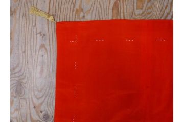明治〜大正期　正絹　様々な縁起の良いデザインが楽しめる掛袱紗4点セット(古布、リメイク、金糸、刺繍、七福神、宝船、鶴、ツル、カメ、亀、桐、鳳凰、高砂、古裂、服紗、フクサ、ふくさ、帛紗、房付き)(R-079187)