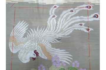 明治〜大正期　正絹　様々な縁起の良いデザインが楽しめる掛袱紗4点セット(古布、リメイク、金糸、刺繍、七福神、宝船、鶴、ツル、カメ、亀、桐、鳳凰、高砂、古裂、服紗、フクサ、ふくさ、帛紗、房付き)(R-079187)