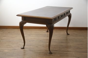 中古　スペイン製　バロッサバレンティ(VARO,S.A. VALENTI)　優雅なフォルムが美しい引き出し付きダイニングテーブル(食卓、4人掛け、6人掛け)(R-079193)