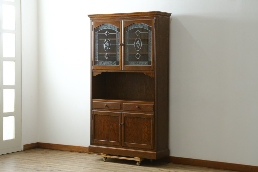中古　三越家具　COUNTRY HOUSE(カントリーハウス)　Brugge(ブルージュ)　プロパティ　ステンドグラスが上品なキャビネット　(R-079201)
