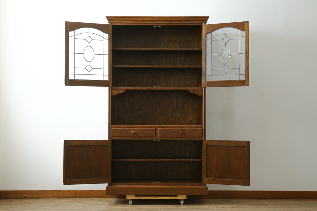 中古　三越家具　COUNTRY HOUSE(カントリーハウス)　Brugge(ブルージュ)　プロパティ　ステンドグラスが上品なキャビネット　(R-079201)