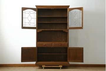 中古　三越家具　COUNTRY HOUSE(カントリーハウス)　Brugge(ブルージュ)　プロパティ　ステンドグラスが上品なキャビネット　(R-079201)