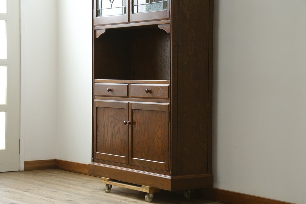 中古　三越家具　COUNTRY HOUSE(カントリーハウス)　Brugge(ブルージュ)　プロパティ　ステンドグラスが上品なキャビネット　(R-079201)