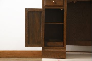 中古　三越家具(現カントリーハウス)　Brugge(ブルージュ)　オーク材　クラシカルな雰囲気漂うドレッサーとチェアのセット(化粧台、鏡台、ミラー、イス、椅子)(R-079202)