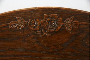 中古　三越家具(現カントリーハウス)　Brugge(ブルージュ)　オーク材　クラシカルな雰囲気漂うドレッサーとチェアのセット(化粧台、鏡台、ミラー、イス、椅子)(R-079202)