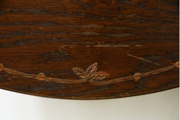 中古　三越家具(現カントリーハウス)　Brugge(ブルージュ)　オーク材　クラシカルな雰囲気漂うドレッサーとチェアのセット(化粧台、鏡台、ミラー、イス、椅子)(R-079202)