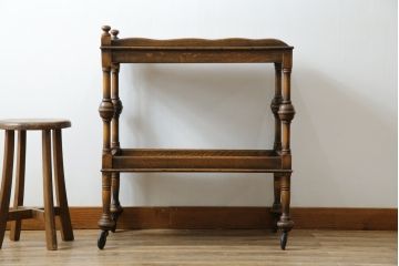 イギリスアンティーク　気品漂う佇まいが魅力的な挽き物脚のキッチンワゴン(トロリー、サイドテーブル、ワゴンテーブル、キャスターワゴン、英国)(R-079207)