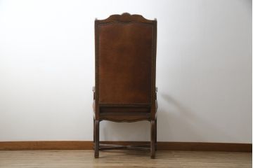 イギリスアンティーク　本革(レザー)　クラシカルな上品さと格好良さを併せ持つウイングバックチェア(アームチェア、サロンチェア、ハイバックチェア、椅子、イス、英国)(R-079210)