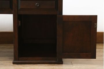 中古　北海道民芸家具　シックで落ち着いた色味と上質な木の風合いが魅力の文机(座机、ローテーブル、作業台、ワークデスク、在宅用、在宅ワーク用)(R-079214)